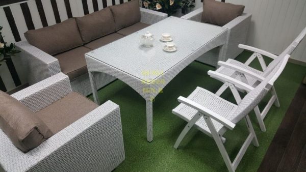 Фото-Плетеная мебель обеденная группа Dream white&beige