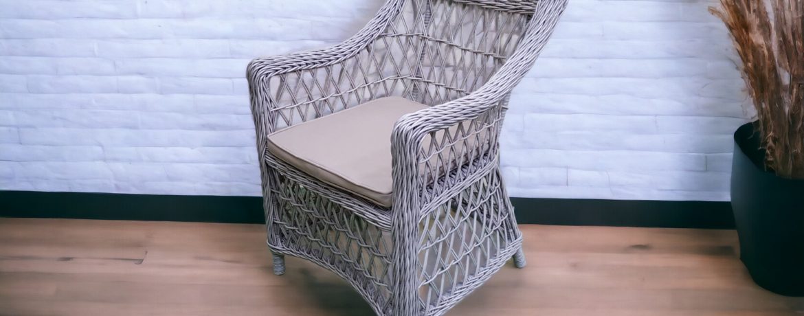 Beatrix white grey кресло плетеное